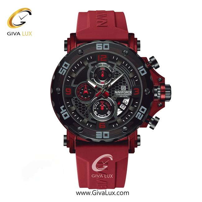 ساعت مچی اورجینال مردانه ناوی فورس|Naviforce|نوی فورس|نیوی فورس سه موتوره کرنوگراف مشکی | قرمز| مشکی| کد رفرنس NF7123 B/R/R